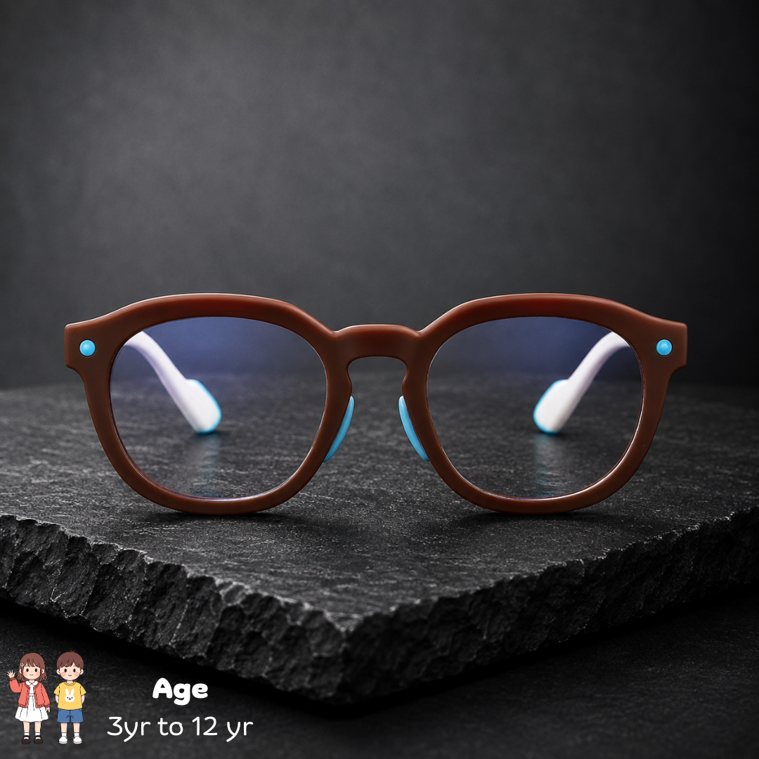 First Lens Little Explorer Kids Blue Light Computer Glasses  Brown & White - B272