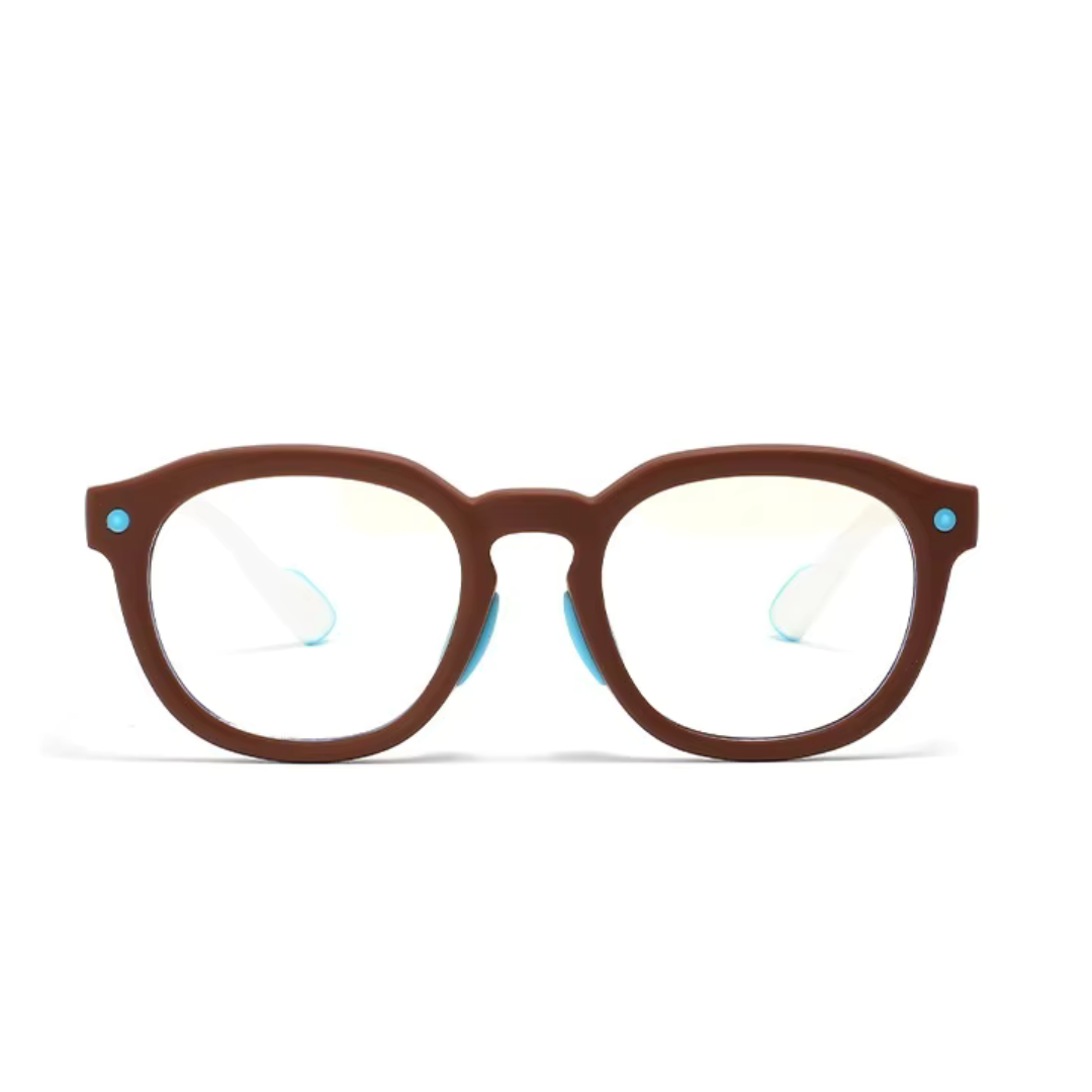 First Lens Little Explorer Kids Blue Light Computer Glasses  Brown & White - B272