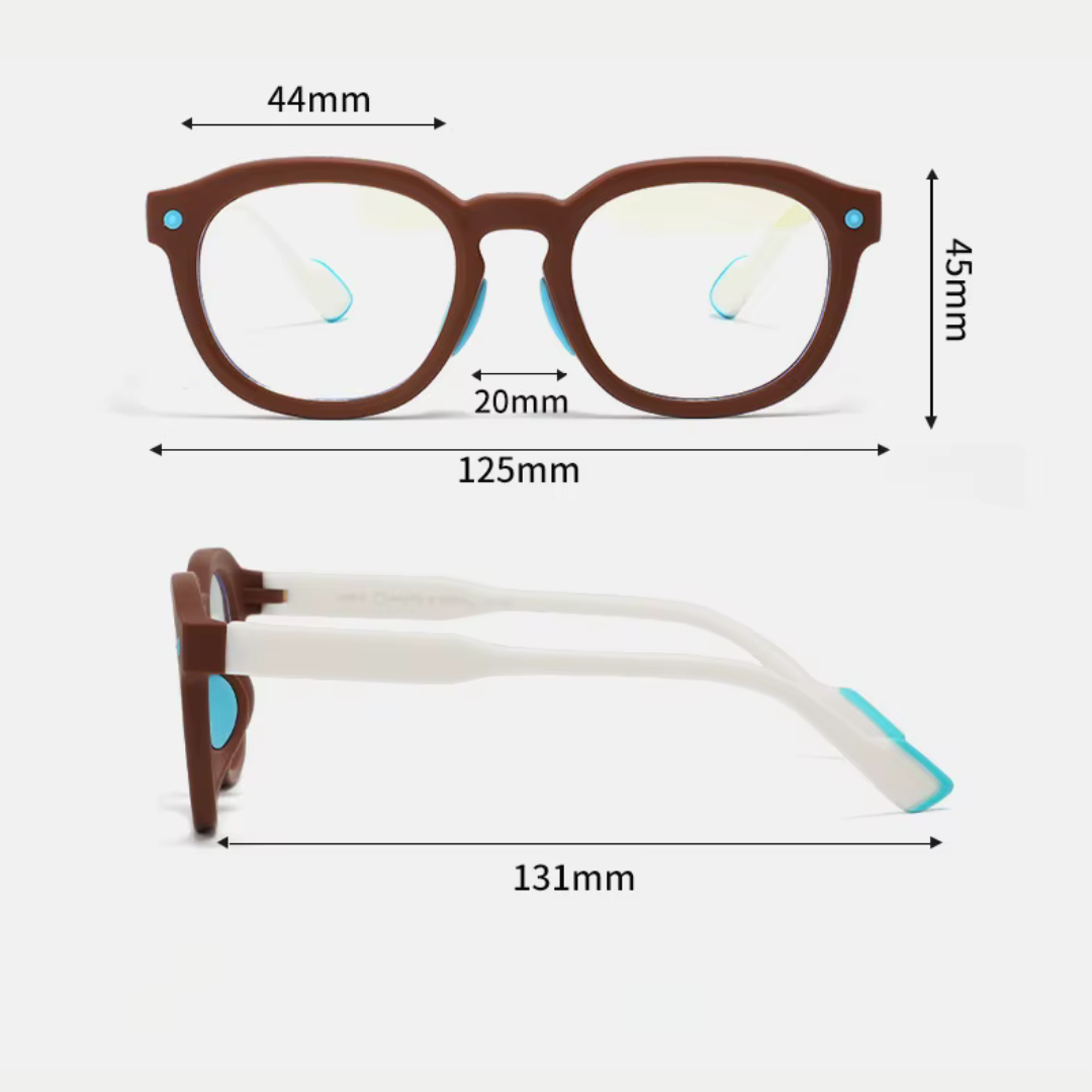First Lens Little Explorer Kids Blue Light Computer Glasses  Brown & White - B272