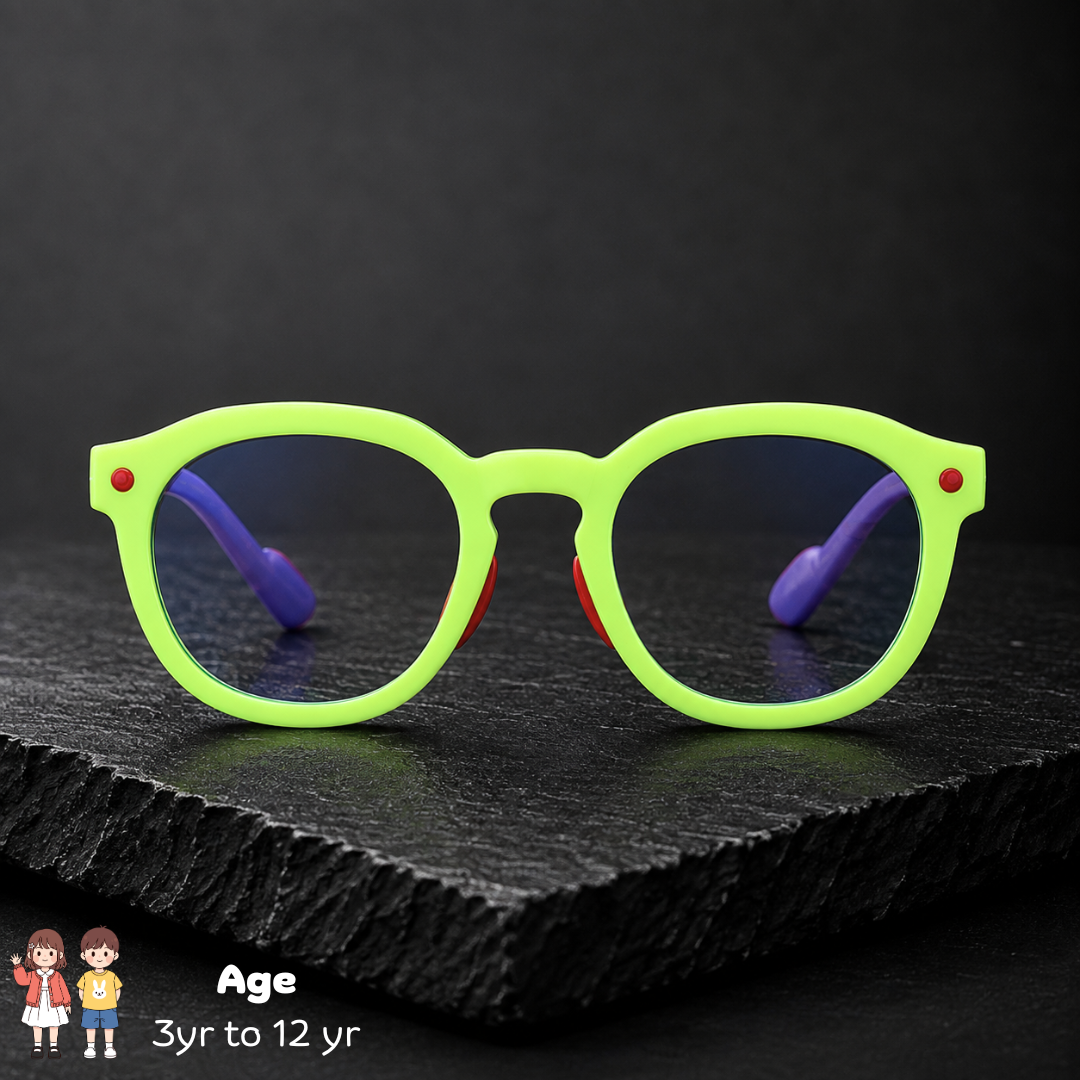 First Lens Little Explorer Kids Blue Light Computer Glasses Lime Green & Purple - B276