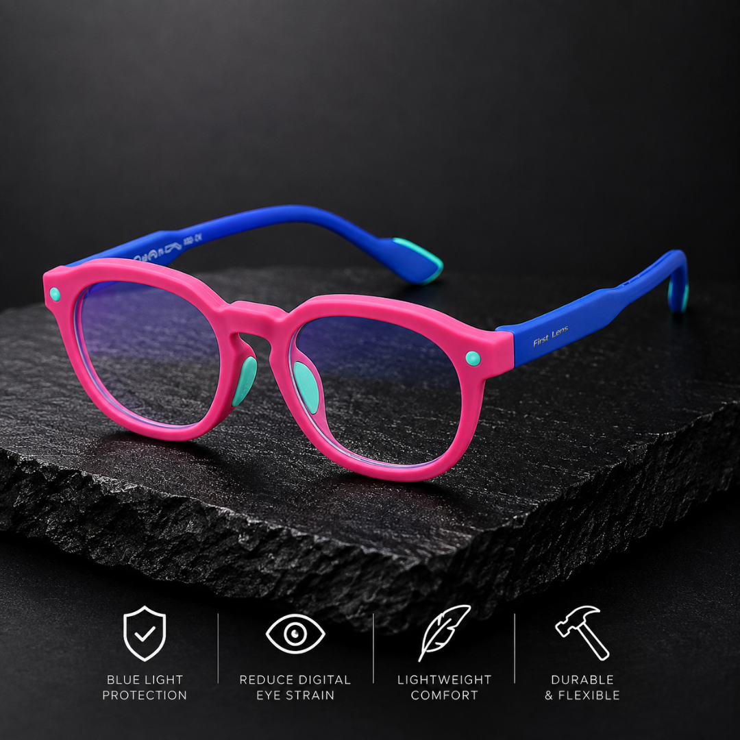 First Lens Little Explorer Kids Blue Light Computer Glasses Pink & Blue - B274
