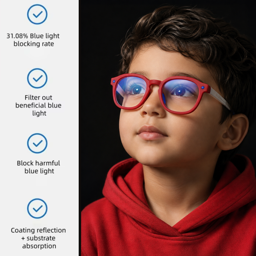 First Lens Little Explorer Kids Blue Light Computer Glasses Red & White - B273
