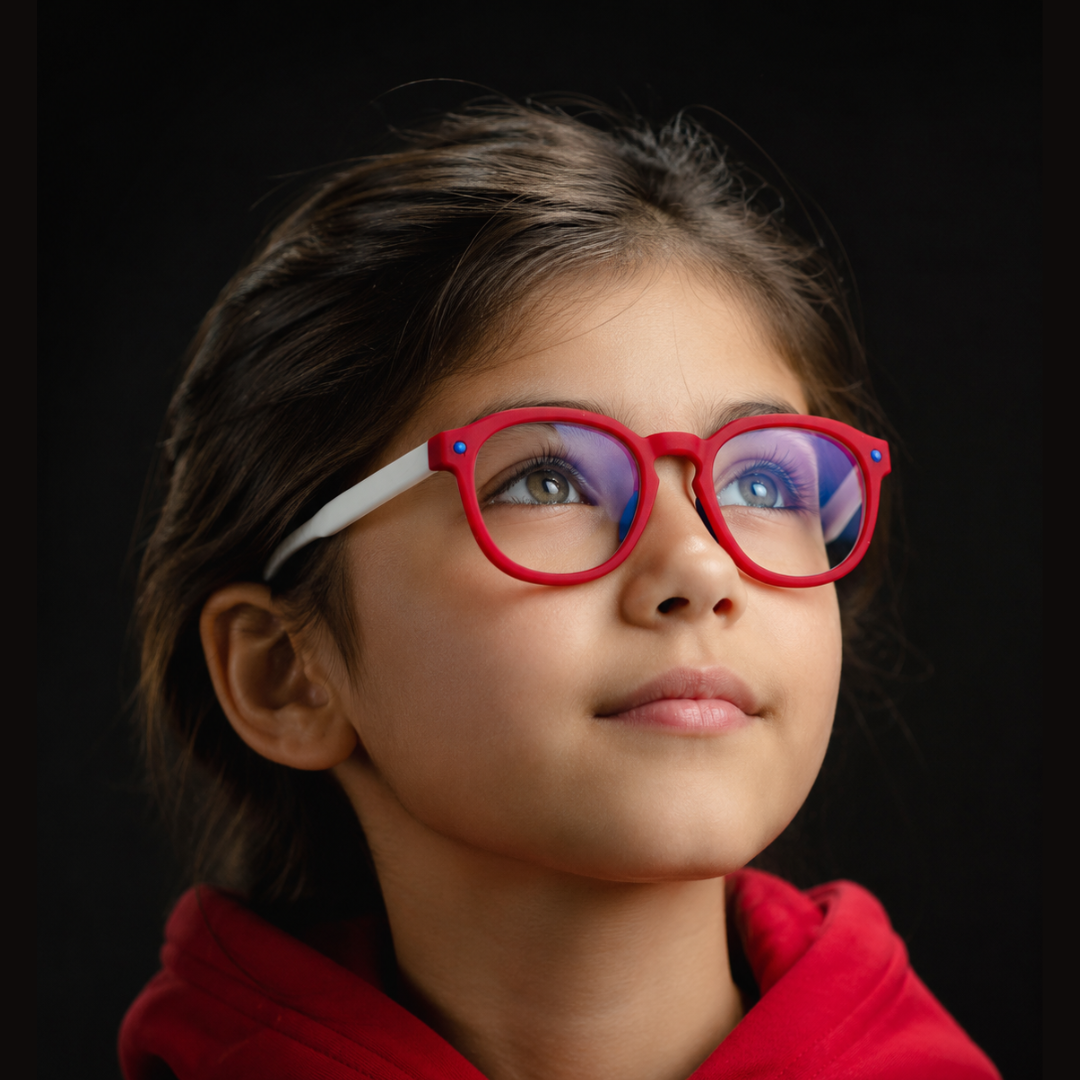 First Lens Little Explorer Kids Blue Light Computer Glasses Red & White - B273