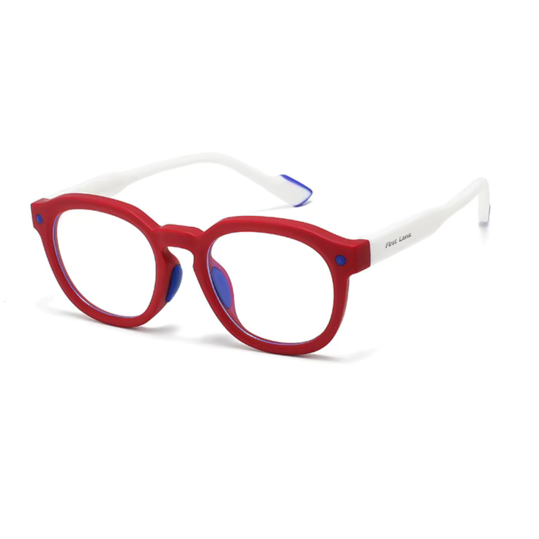 First Lens Little Explorer Kids Blue Light Computer Glasses Red & White - B273