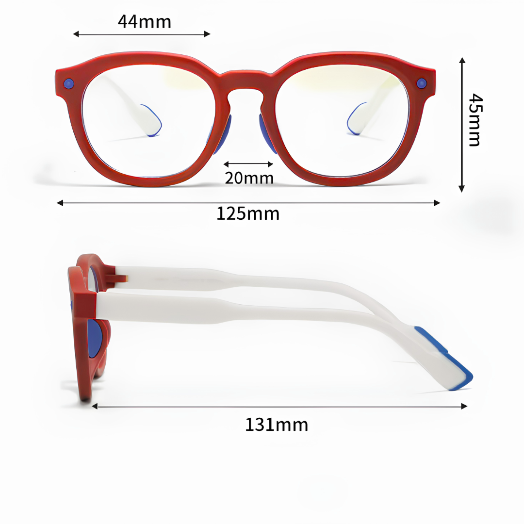 First Lens Little Explorer Kids Blue Light Computer Glasses Red & White - B273