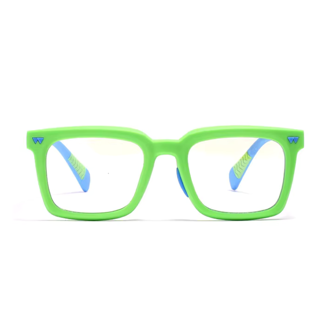 First Lens Little Star Kids Blue Light Computer Glasses Neon Green & Blue - B278