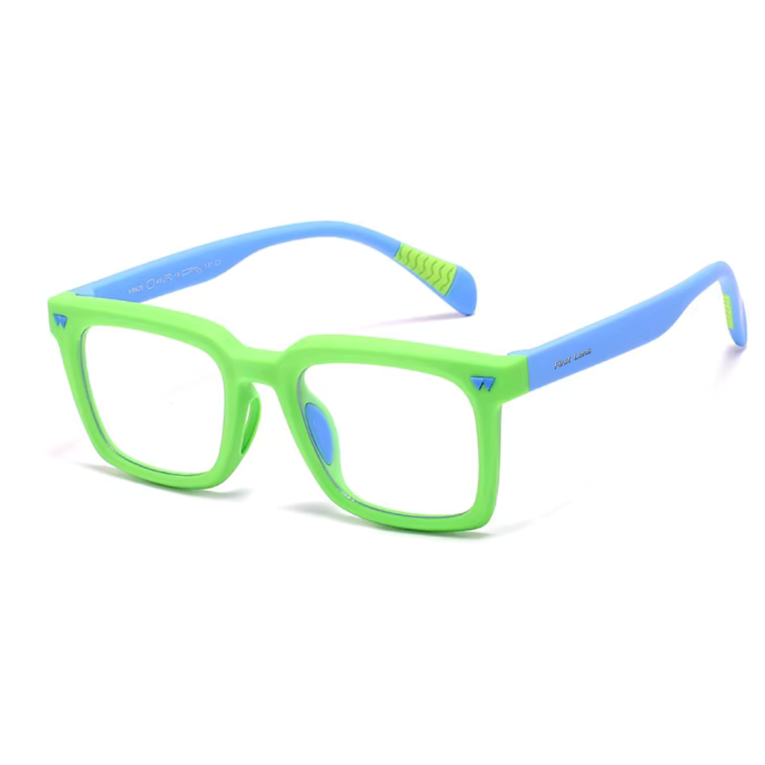 First Lens Little Star Kids Blue Light Computer Glasses Neon Green & Blue - B278