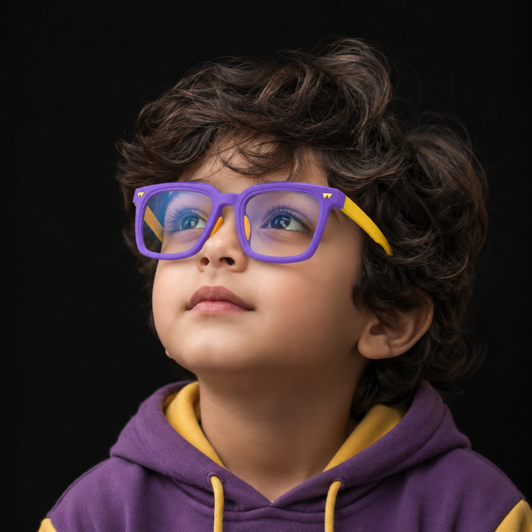 First Lens Little Star Kids Blue Light Computer Glasses Purple & Yellow - B277