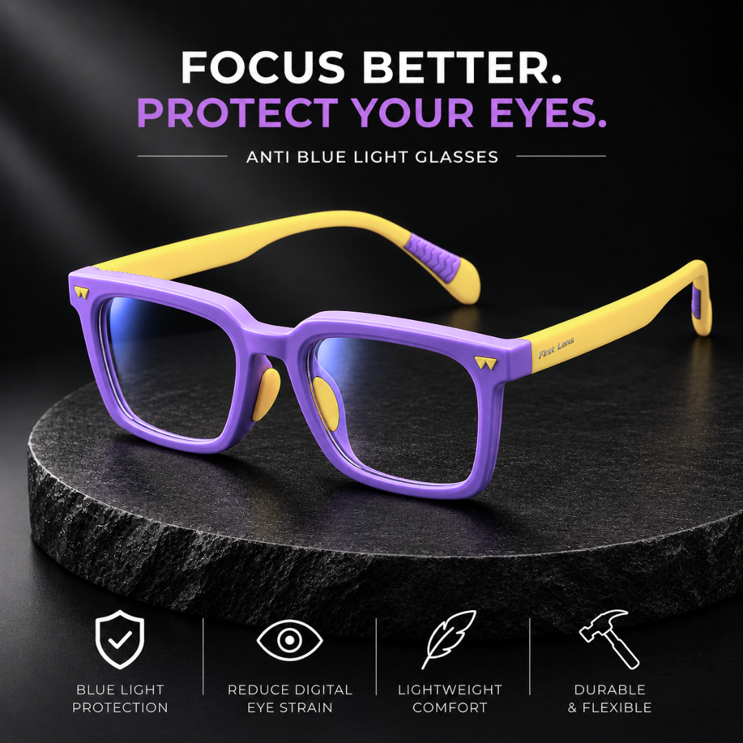First Lens Little Star Kids Blue Light Computer Glasses Purple & Yellow - B277