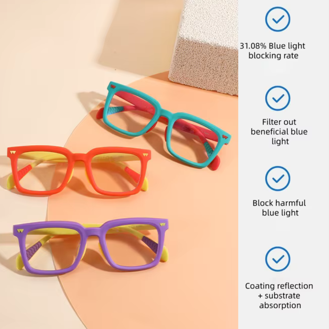 First Lens Little Star Kids Blue Light Computer Glasses Turquoise & Red - B279