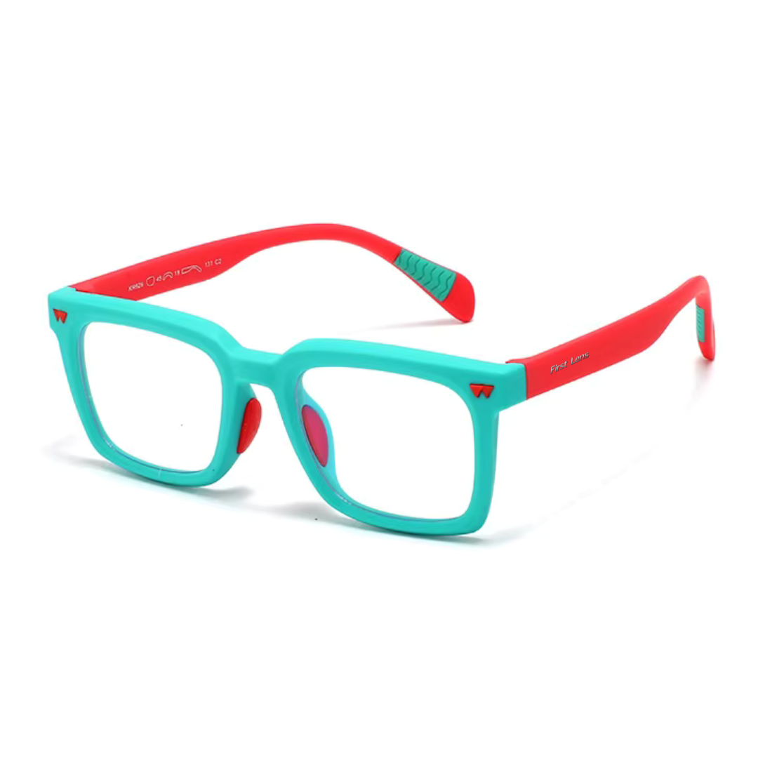 First Lens Little Star Kids Blue Light Computer Glasses Turquoise & Red - B279