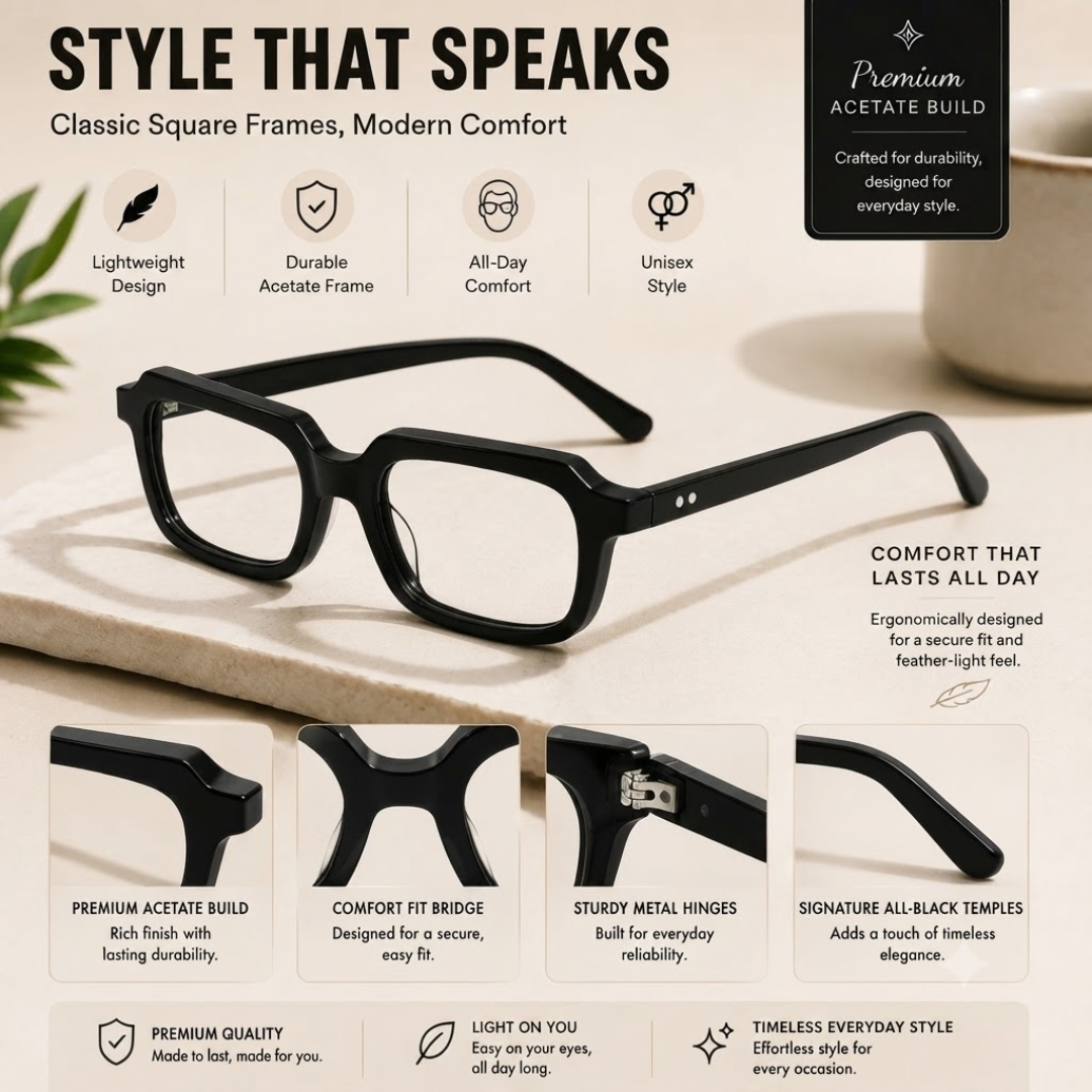 First Lens Monaco Blue Light Computer Glasses Black B287