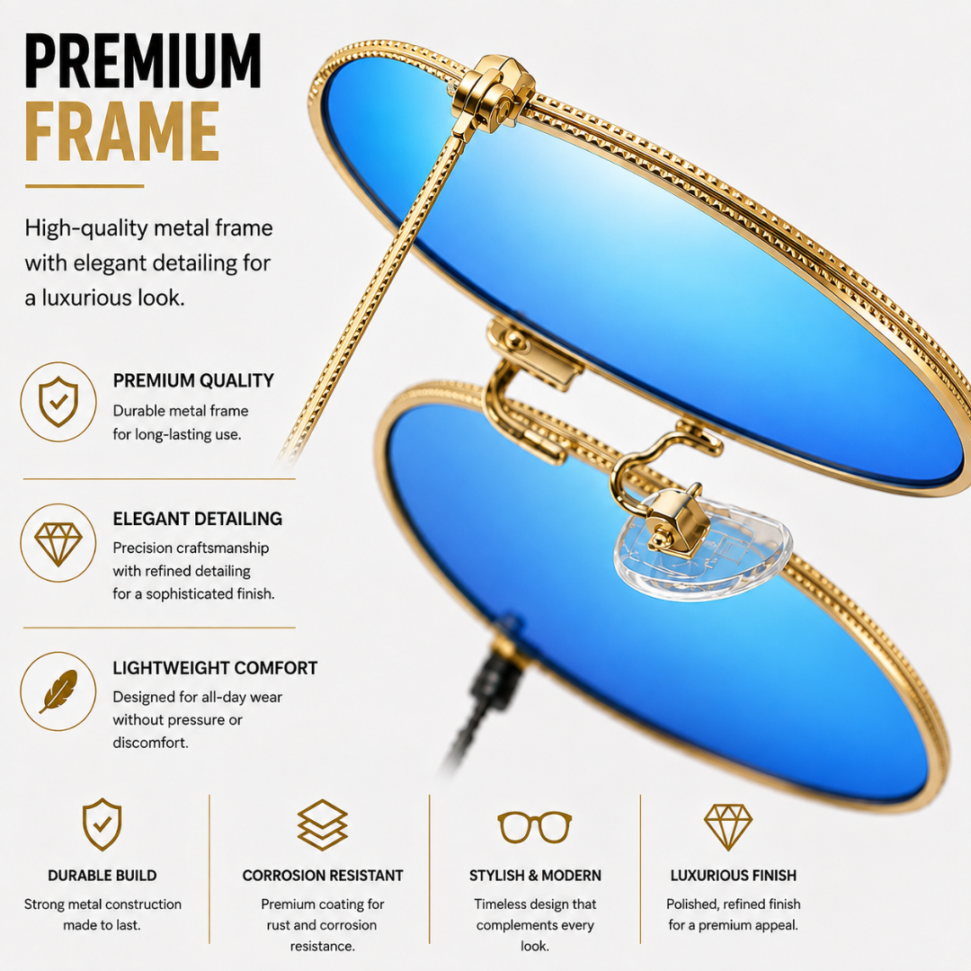 First Lens Polarized Mirrored  Sunglasses Blue Gold S509
