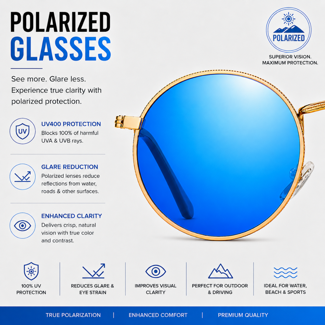 First Lens Polarized Mirrored  Sunglasses Blue Gold S509