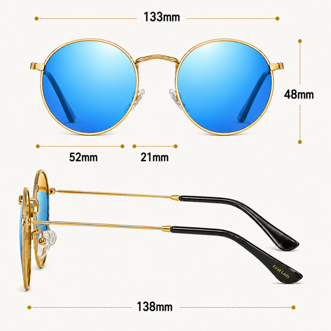 First Lens Polarized Mirrored  Sunglasses Blue Gold S509