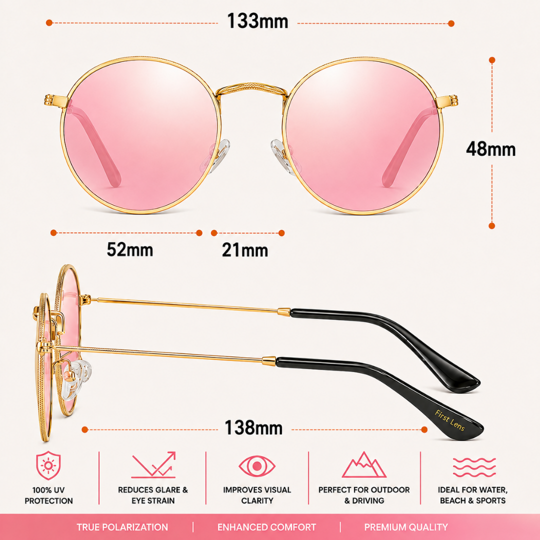 First Lens Polarized Mirrored  Sunglasses Pink Gold  S510