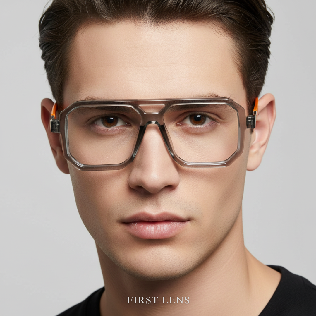 First Lens Retro Classic Frame Computer Glasses 003 - Orange - B070