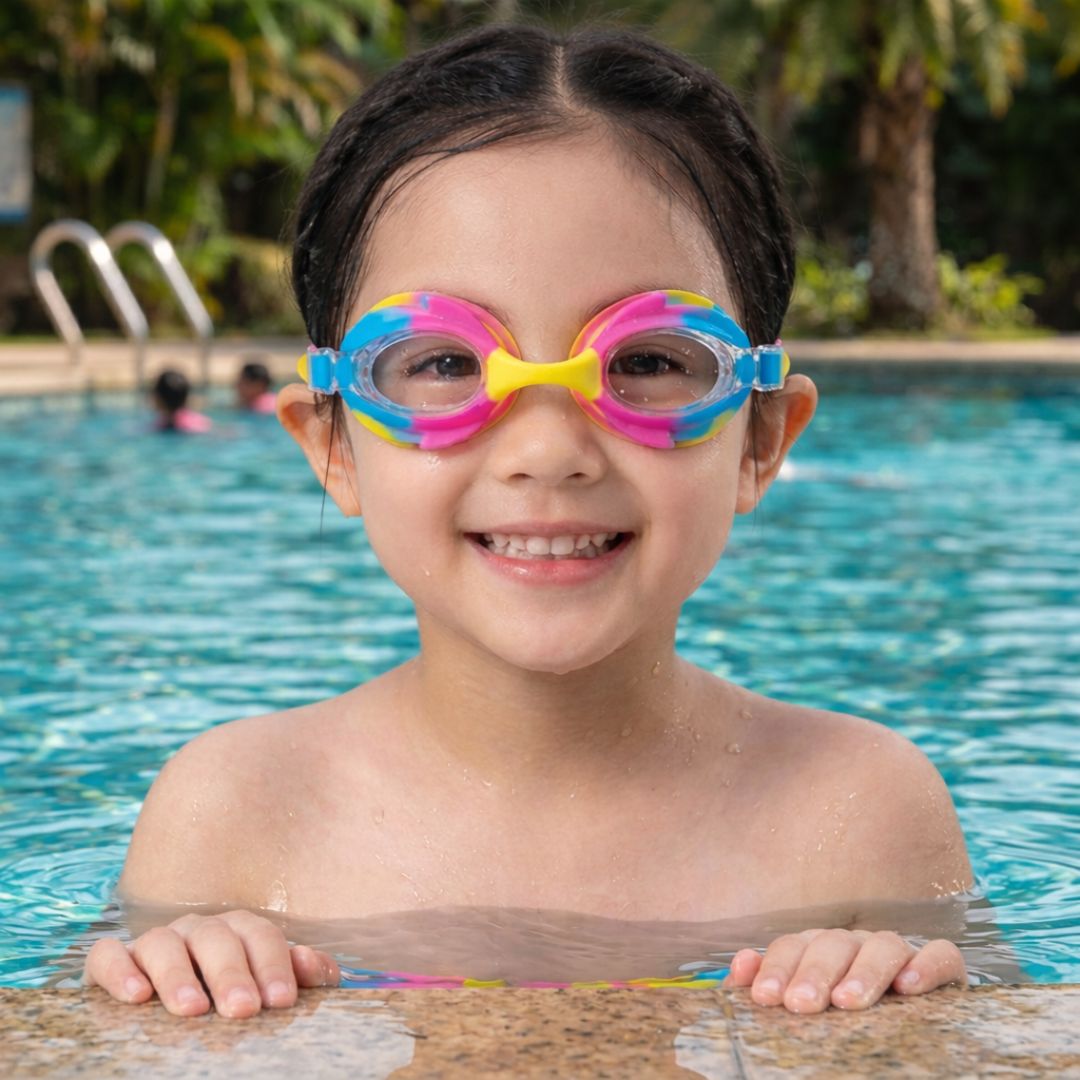 First Lens Swimming Goggles for Kids - K004 (Age 8 to 18) Pink-Blue