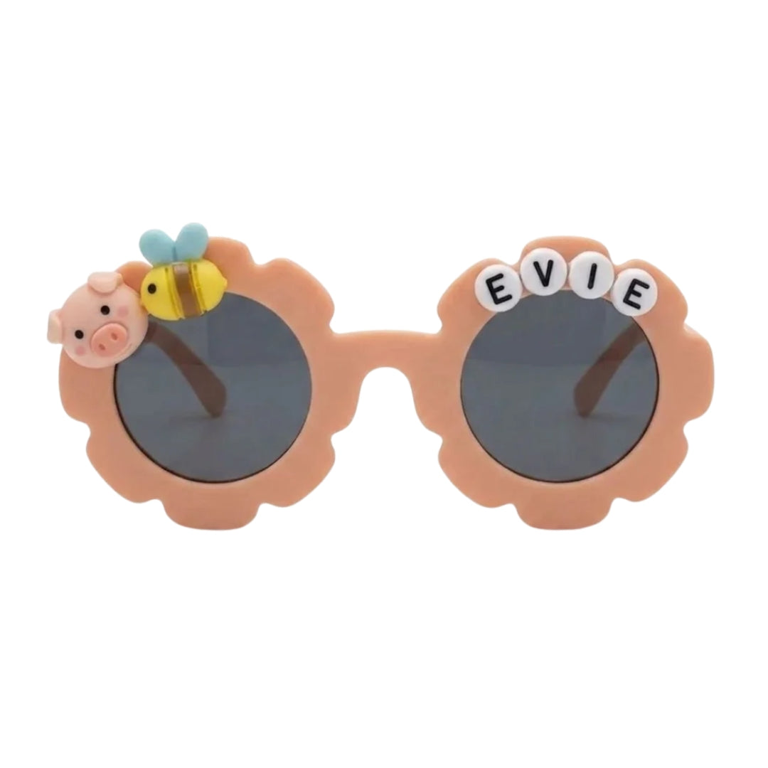 First Lens Charm Customized  Kids Sunglasses With Name UV-Peach-400