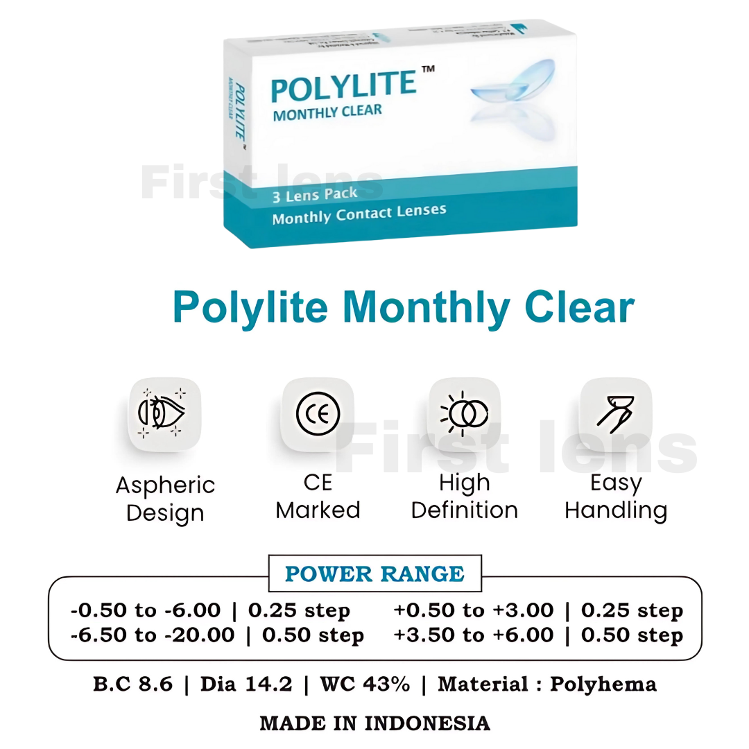 Polylite Monthly Clear Contact Lens (3 Lens/Box)