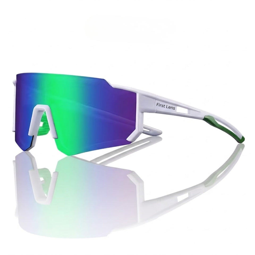 First Lens Customized Power Cycling/Running/Sports Sunglasses Uv400 + Polarized-S039 Emerald Green Blue