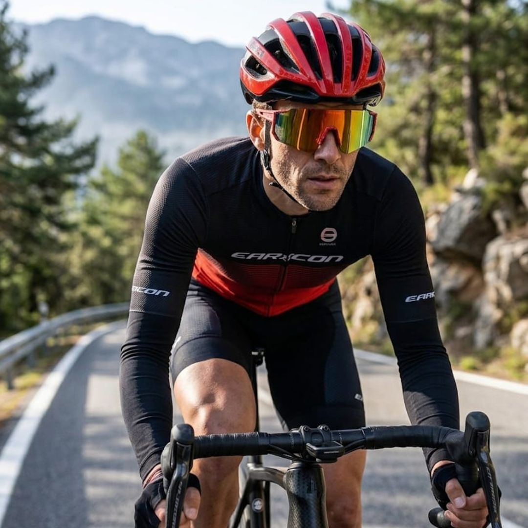 First Lens Customized Power Cycling/Running/Sports Sunglasses Uv400 + Polarized With Power Orange Red - S107