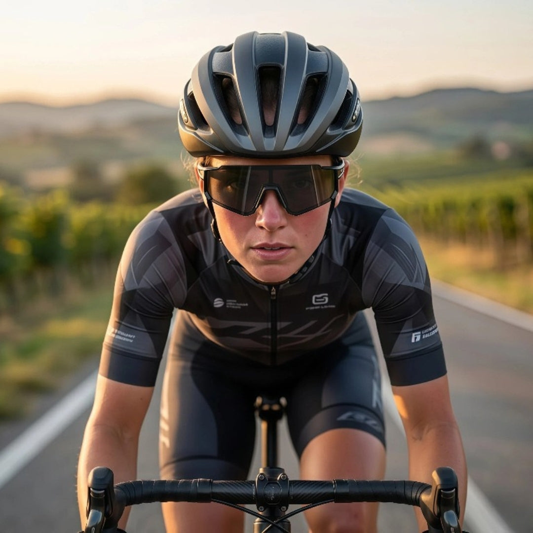 First Lens Customized Power Cycling/Running/Sports Sunglasses Uv400 + Polarized Without Power Black - S100