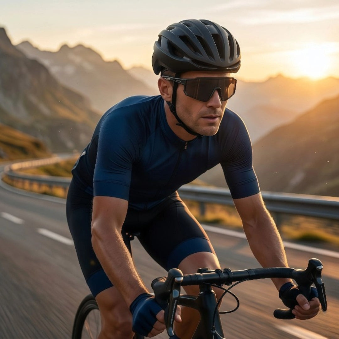 First Lens Customized Power Cycling/Running/Sports Sunglasses Uv400 + Polarized Without Power Black - S100