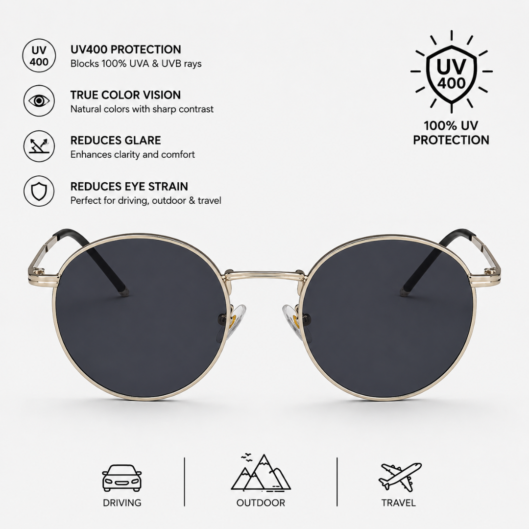 First Lens Ensaimada Sunglass UV400 Black Silver  S490