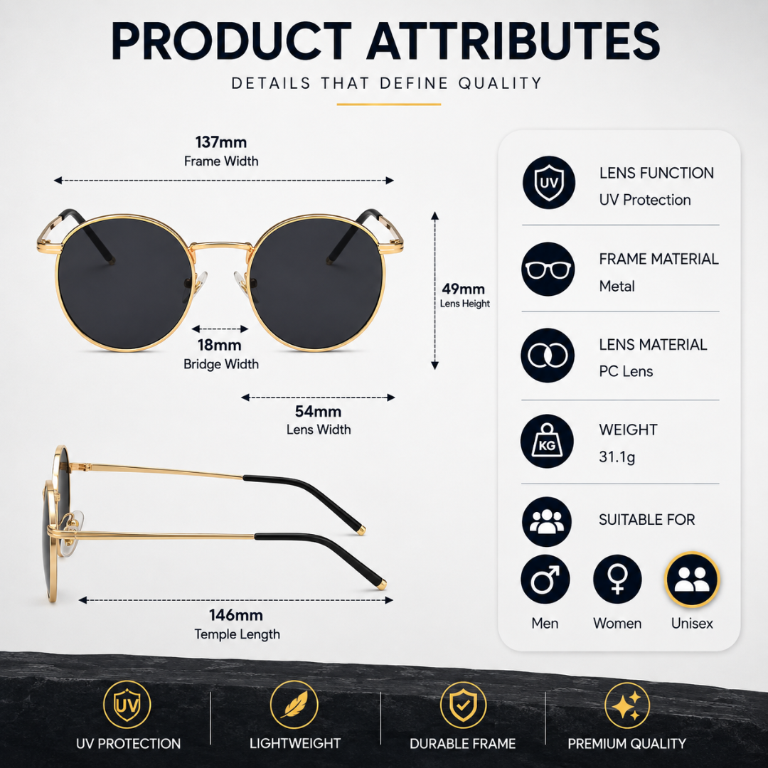 First Lens Ensaimada  Sunglass UV400  Black Gold  S491