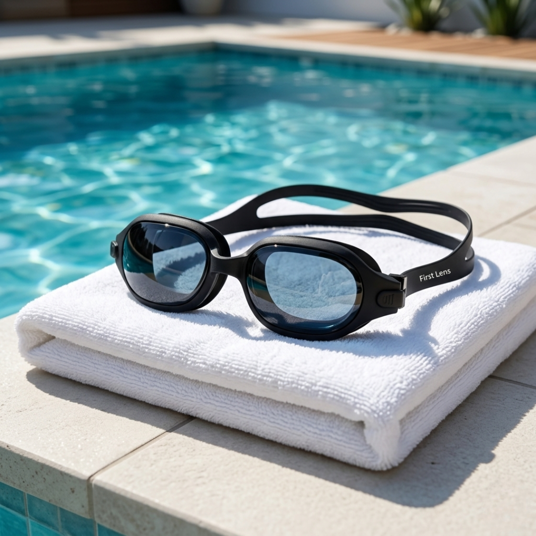 First Lens Customize Powered Swimming Goggles with UV Protection & Antifog - SW019