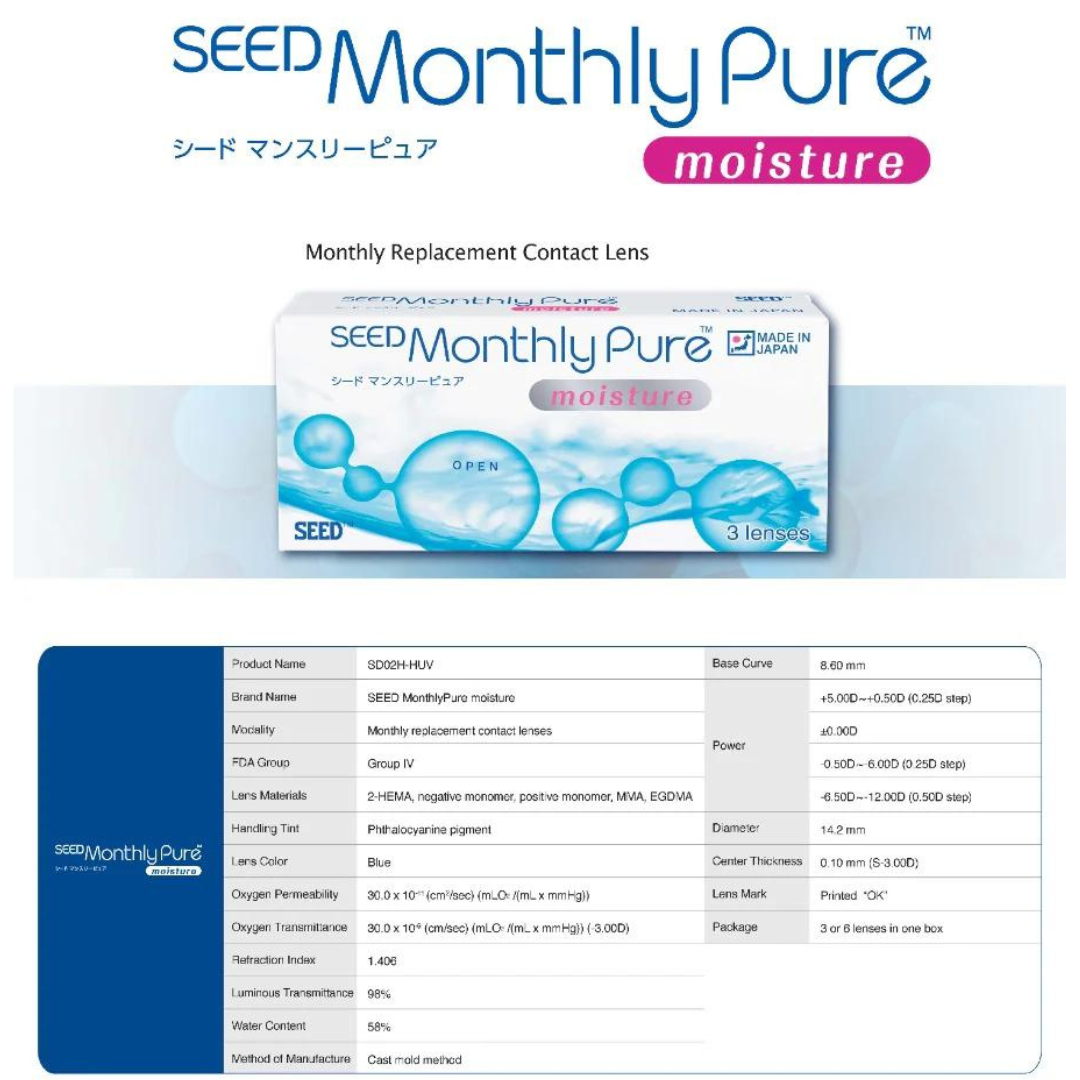 Seed Monthly spherical Pure (3 Lens/Box)