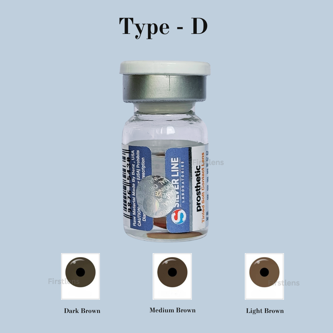 Detailed view of Silverline Prosthetic D-Type contact lens, featuring a darker blue color with subtle limbal ring for enhanced eye definition.