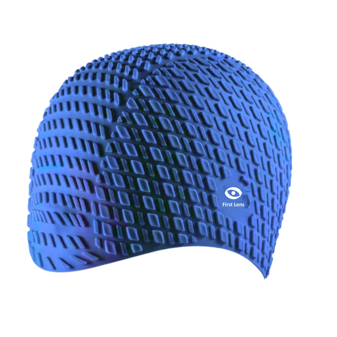 First Lens Square Swimming Cap for Men & Women - Blue - CA17