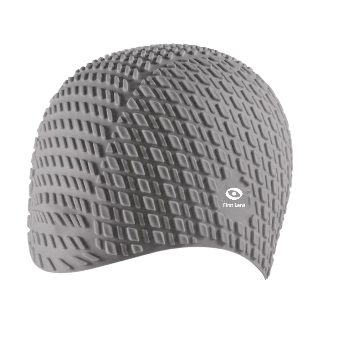 First Lens Square Swimming Cap for Men & Women - Gray - CA12