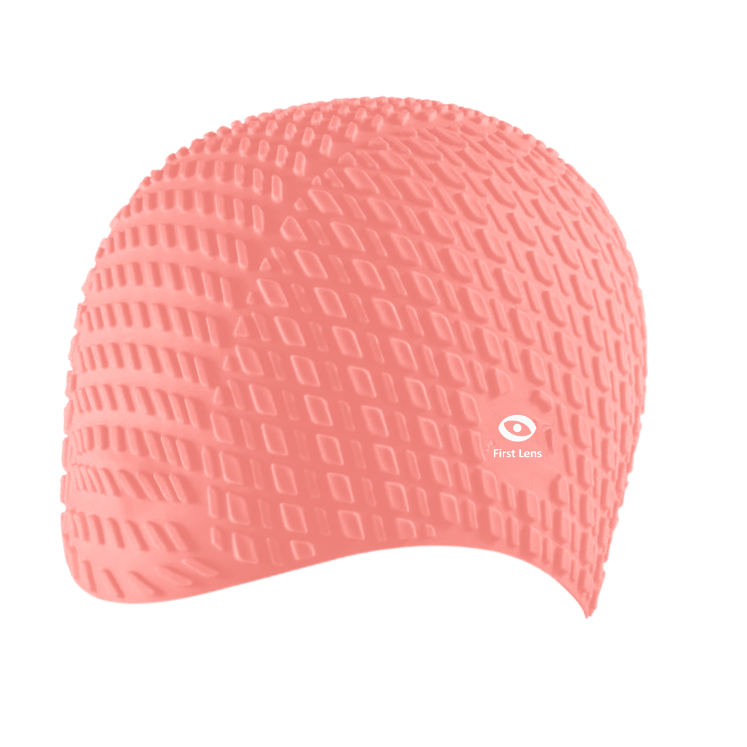 First Lens Square Swimming Cap for Men & Women - Peach - CA13