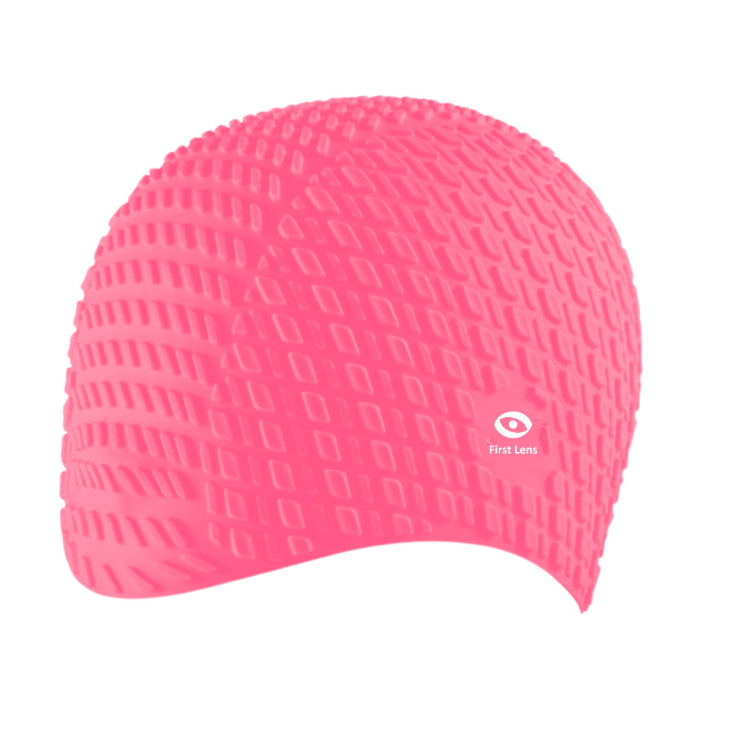 First Lens Square Swimming Cap for Men & Women - Pink - CA14