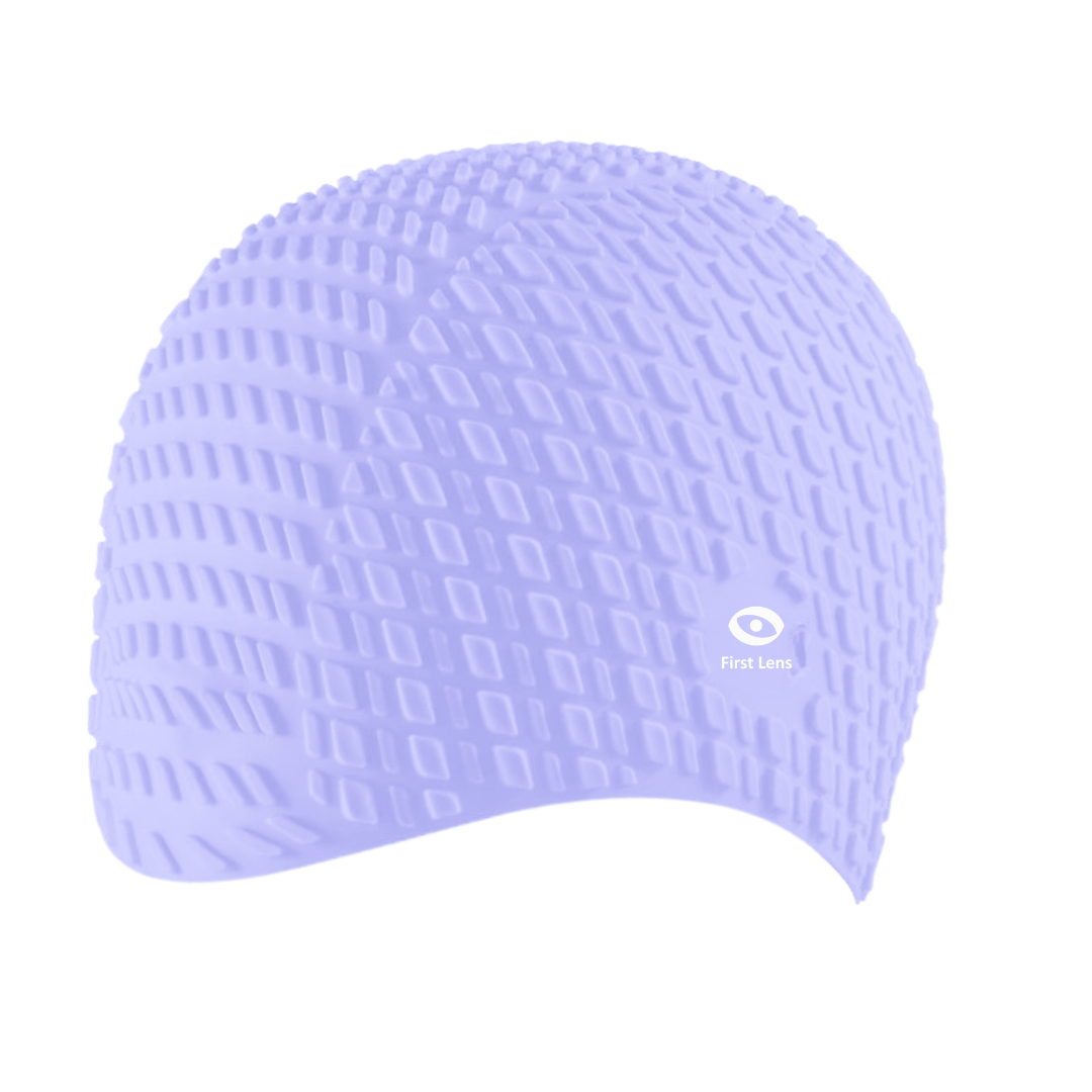 First Lens Square Swimming Cap for Men & Women - Sky Blue - CA16