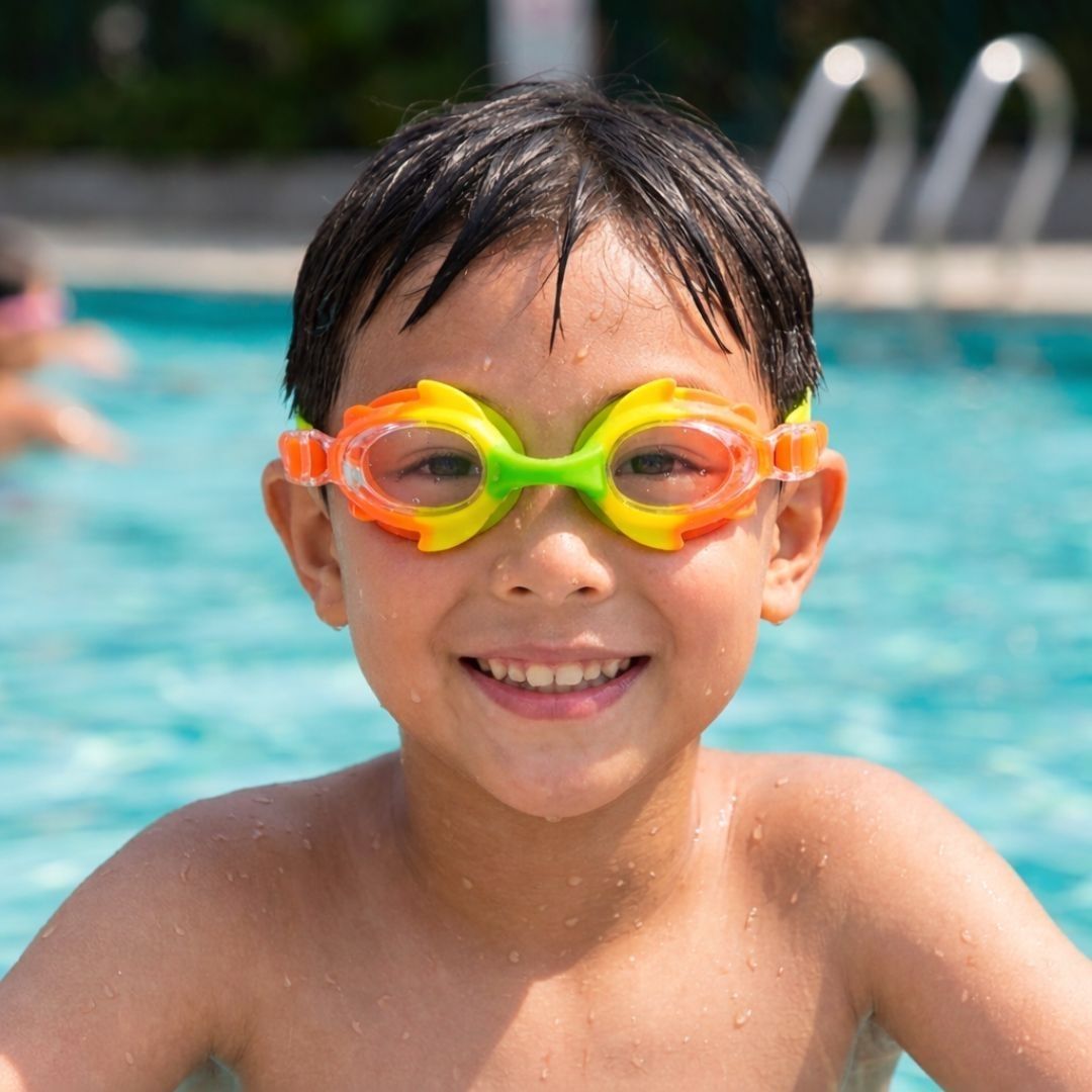 First Lens Swimming Goggles for Kids - K004 (Age 8 to 18)  Yellow-Green