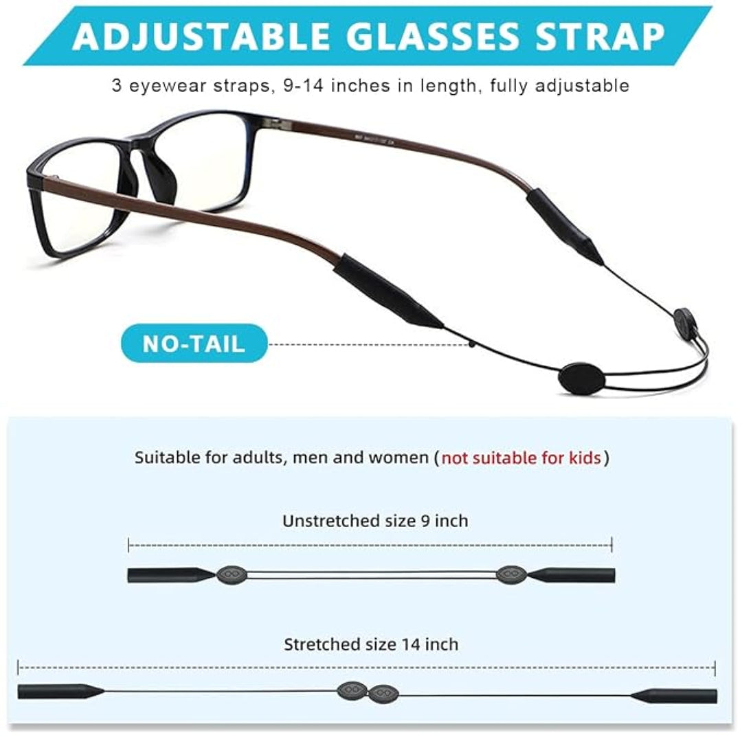 Adult eyeglass strap sizing guide