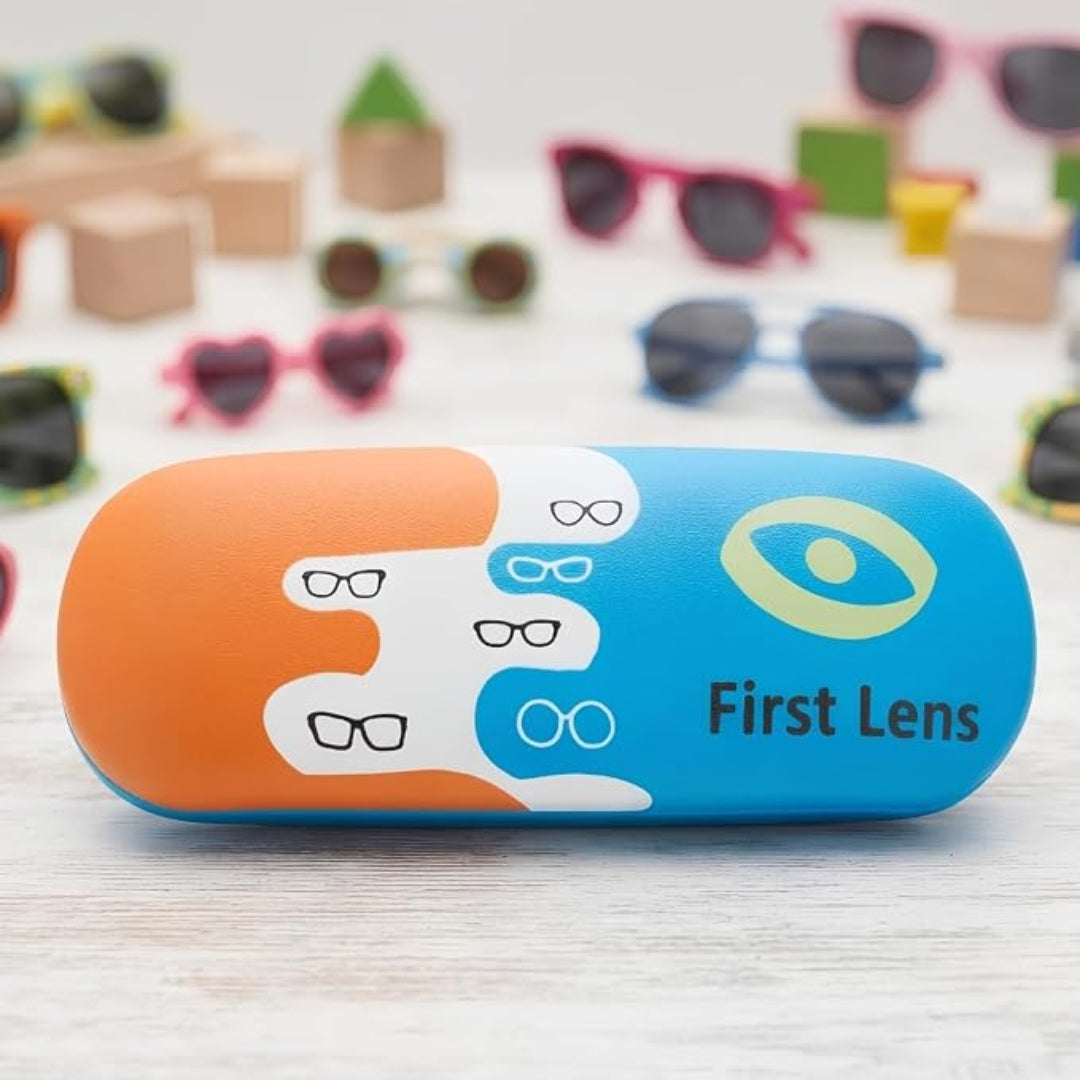 Kids sunglasses displayed with a stylish storage case