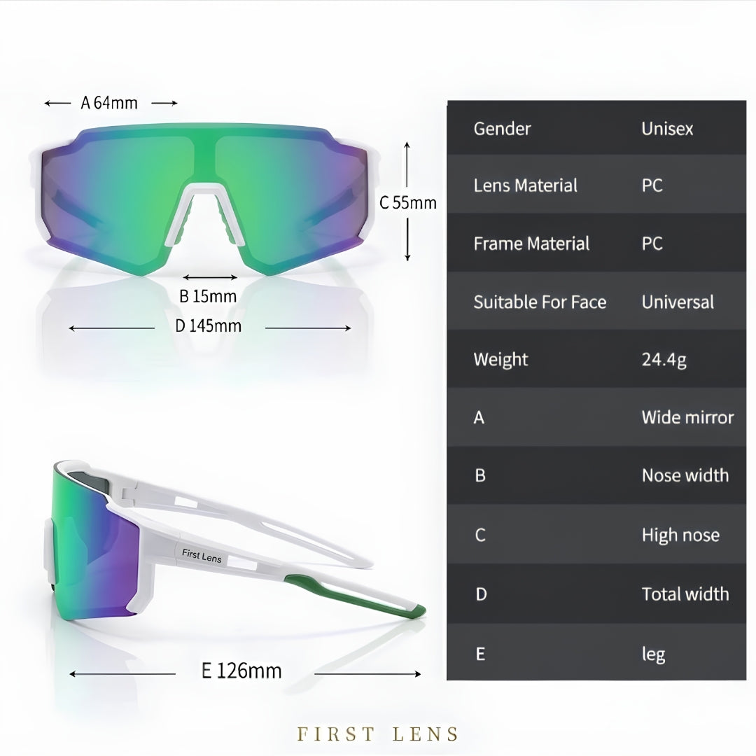 First Lens Customized Power Cycling/Running/Sports Sunglasses Uv400 + Polarized Emerald Green Blue - S104