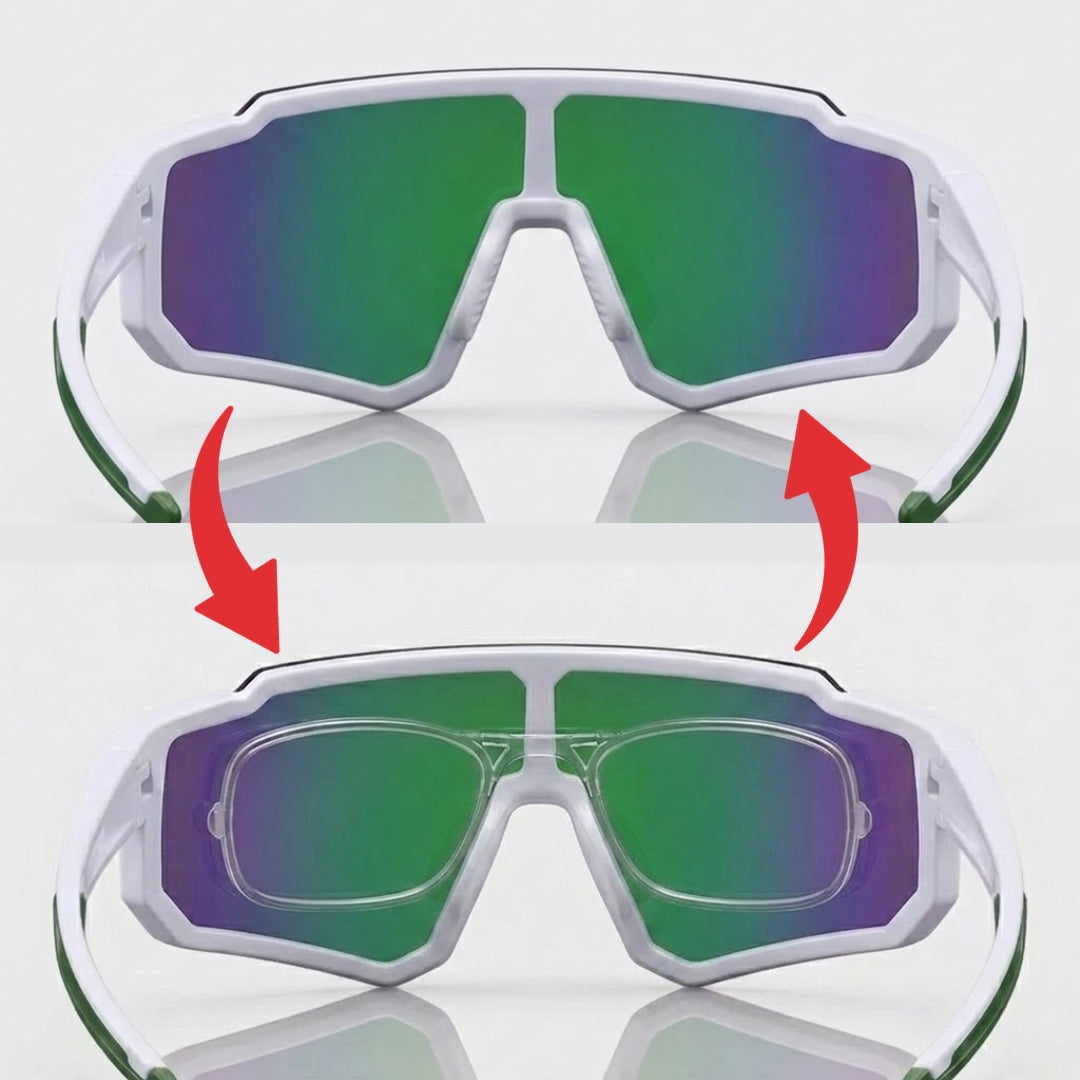 First Lens Customized Power Cycling/Running/Sports Sunglasses Uv400 + Polarized Without Power Emerald Green Blue - S104