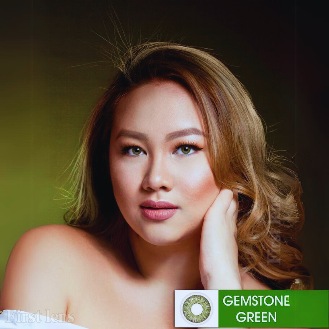 Model showcasing enchanting Gemstone Green eye color