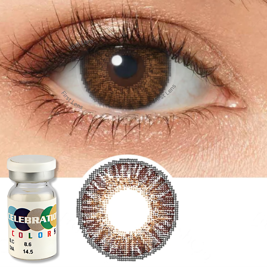 Celebration Colors Yearly Color Contact Lens - Peppy Brown by First Lens