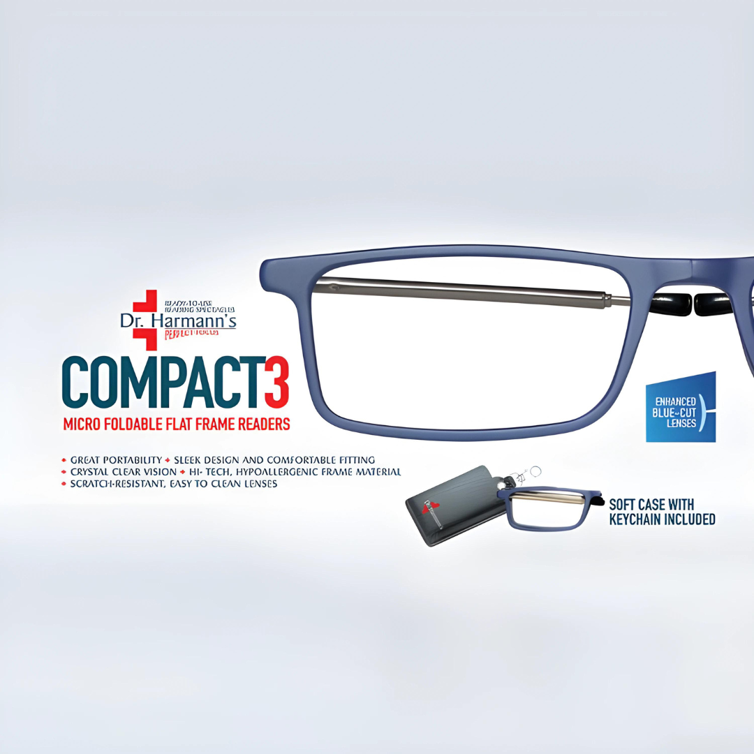 First Lens Dr. Harmanns reading glasses Compact3 for comfortable reading glasses