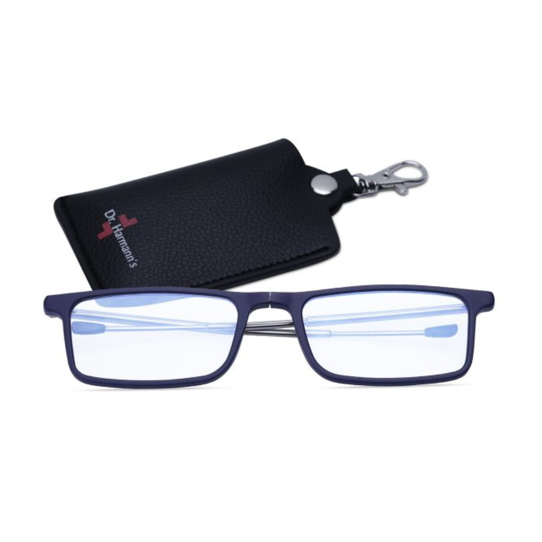 First Lens Closeup of Dr. Harmanns reading glasses Compact3 buttons