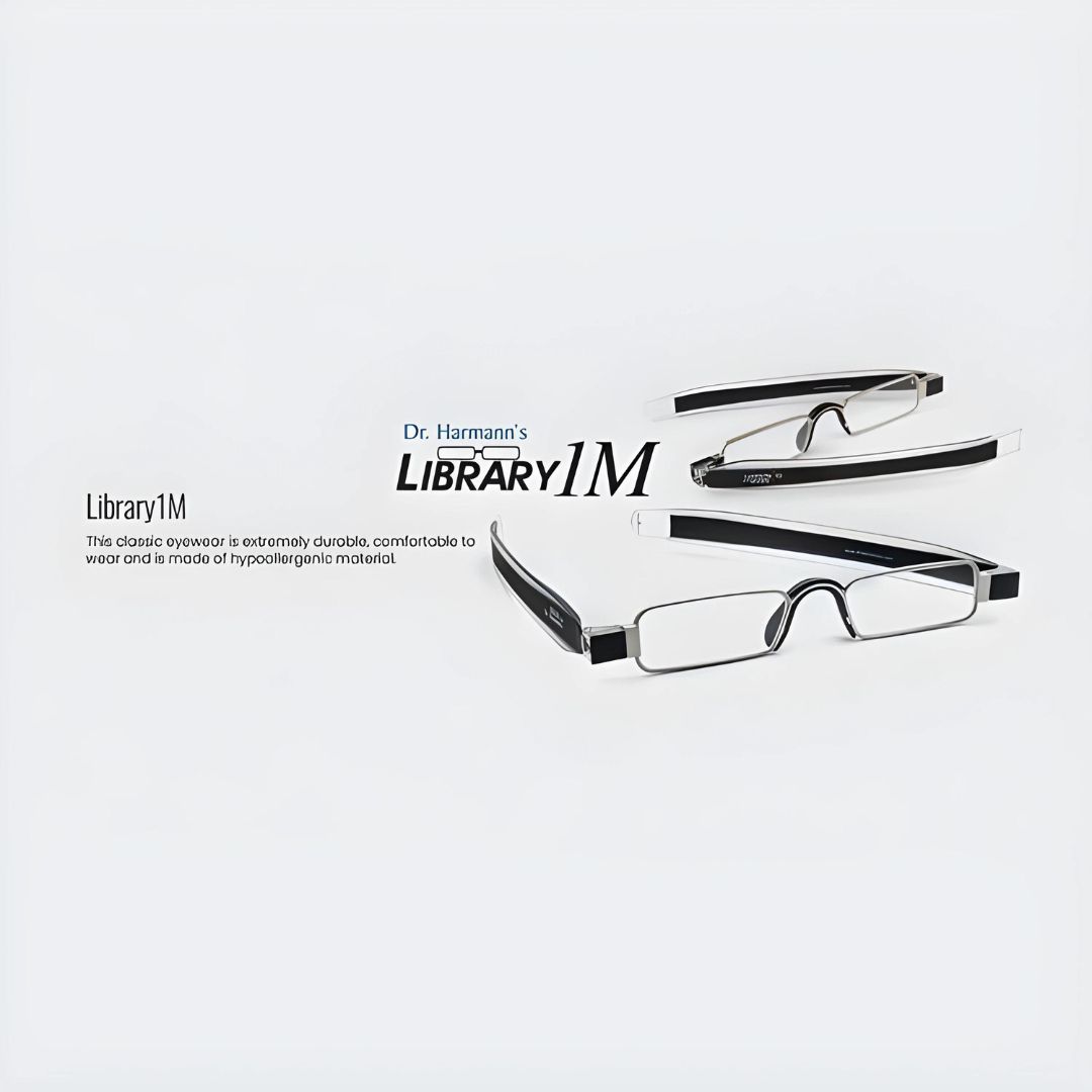 First Lens Dr. Harmanns reading glasses Library1M Adjustable Font Size