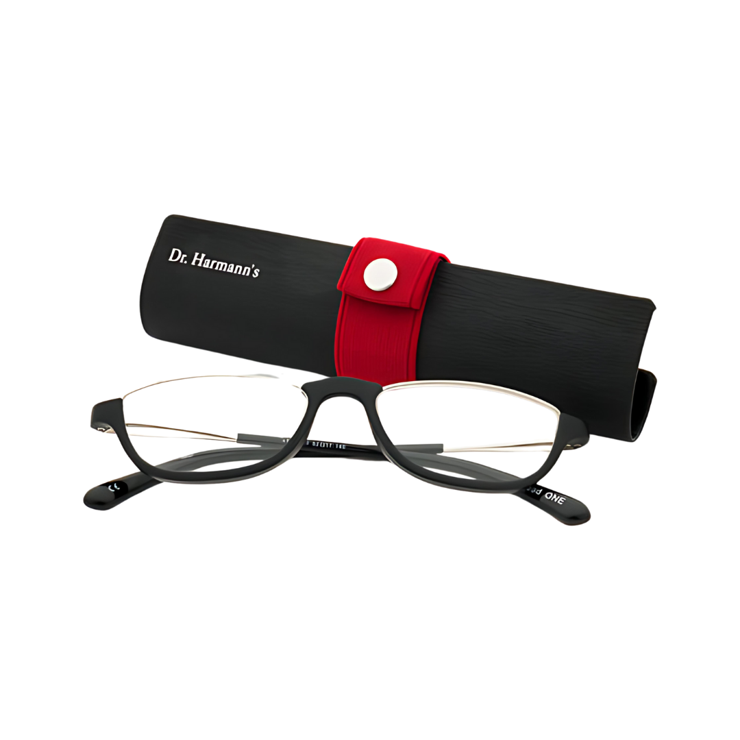  Person using Dr. Harmann's iReadOne Reading glasses from First Lens for digital reading 
