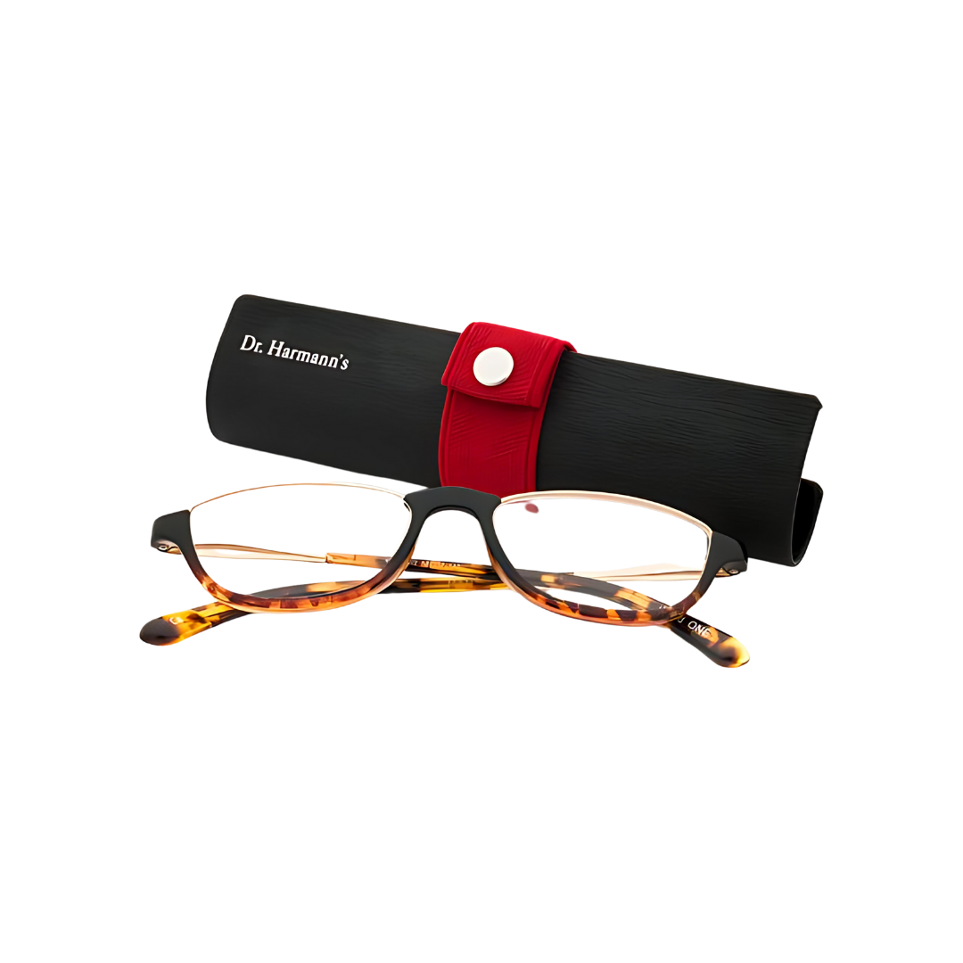  Close-up of Dr. Harmann's iReadOne Reading glasses with innovative lens technology by First Lens 